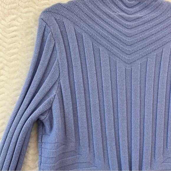 Soft Surroundings Blue Longline Gold Zip Geometric Cardigan Sweater Womens Small - Picture 5 of 15